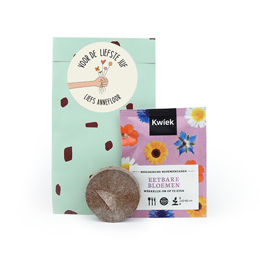 Voor de liefste juf - zaden in cadeauzakje, afbeelding 1 van 6