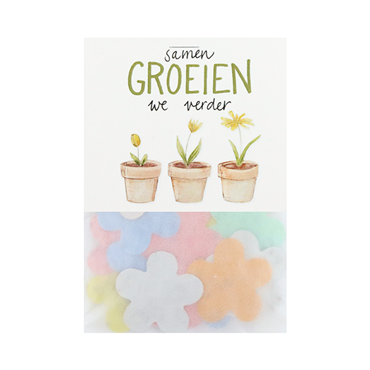 Samen groeien we verder - Groeiconfetti in pergamijn zakje met klapkaartje // Mijksje, afbeelding 1 van 8