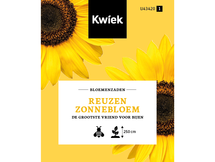 Reuzen zonnebloemenzaden  -  Kwiek Uitdeel zakjes, afbeelding 1 van 3